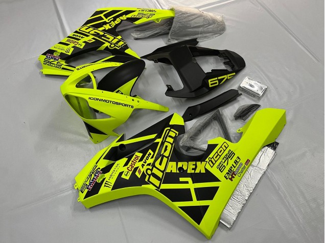 2006-2008 Triumph Daytona 675 Triple Motorcycle Fairings - Yellow Matte Black Canada