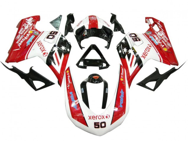2007-2014 Ducati 848 1098 1198 Motorcycle Fairings - White Red Glossy Black Valsir Xerox 50 Canada