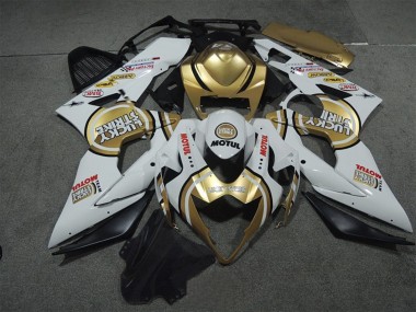 2005-2006 Suzuki GSXR 1000 Motorcycle Fairings - White Gold Lucky Strike Motul Canada