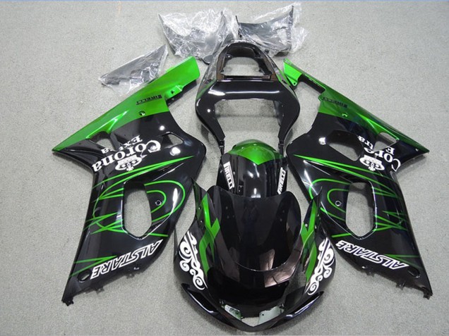 2001-2003 Suzuki GSXR 600 Motorcycle Fairings - Glossy Black Green Corona Extra Alstare Canada
