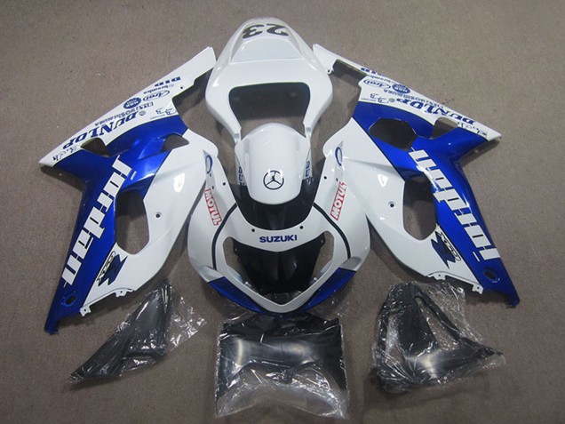 2001-2003 Suzuki GSXR 750 Motorcycle Fairings - White Blue Motul Jordan Canada