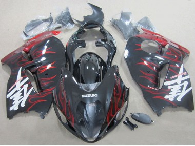 1996-2007 Suzuki GSXR 1300 Hayabusa Motorcycle Fairings - Black Red Flame Canada