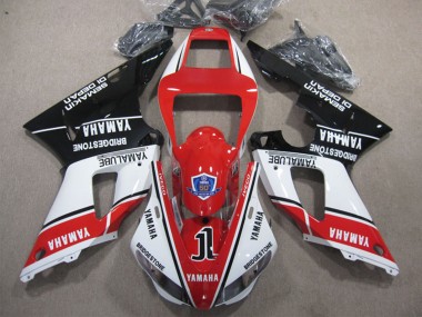 1998-1999 Yamaha YZF R1 Motorcycle Fairings - White Red Glossy Black Yamalube 50 Canada