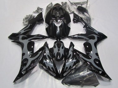 2004-2006 Yamaha YZF R1 Motorcycle Fairings - Glossy Black Grey Flame Canada