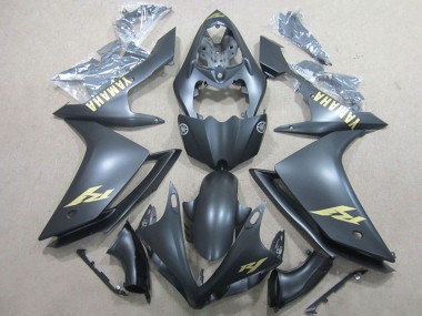 2007-2008 Yamaha YZF R1 Motorcycle Fairings - Matte Black Gold Decal Canada