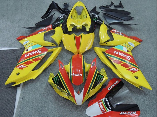 2007-2008 Yamaha YZF R1 Motorcycle Fairings - Yellow Red Black White Swan Canada