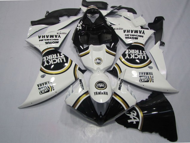 2009-2011 Yamaha YZF R1 Motorcycle Fairings - White Black Lucky Strike Canada