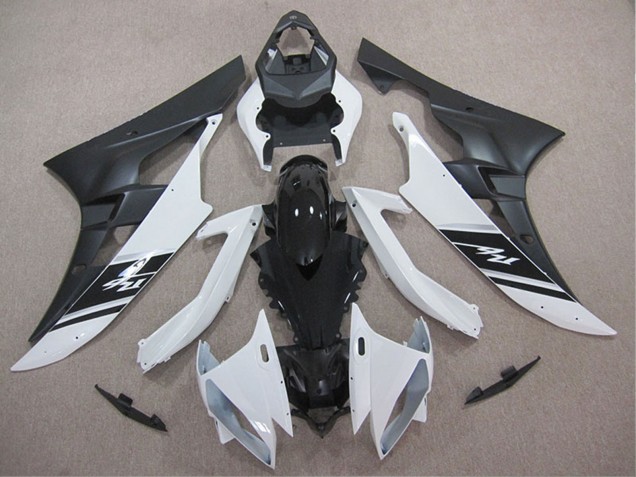 2006-2007 Yamaha YZF R6 Motorcycle Fairings - White Glossy Black Matte Black Canada