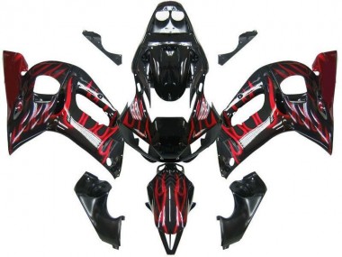 1998-2002 Black Red Flame Yamaha YZF R6 Motorcycle Fairings Canada