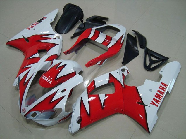 2000-2001 White Red Flame Yamaha YZF R1 Motorcycle Fairings Canada 2000-2001 White Red Flame Yamaha YZF R1 Motorcycle Fairings Canada