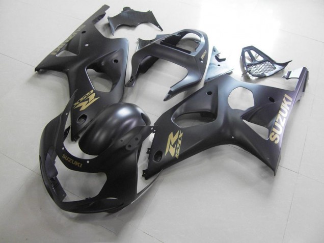2000-2002 All Matte Black with Gold Sticker Suzuki GSXR 1000 Motorcycle Fairings Canada 2000-2002 All Matte Black with Gold Sticker Suzuki GSXR 1000 Motorcycle Fairings Canada