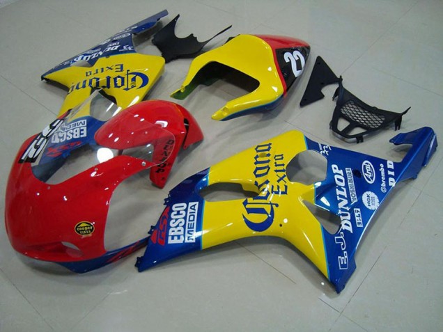 2000-2002 Red Yellow Blue Corona Race Suzuki GSXR 1000 Motorcycle Fairings Canada 2000-2002 Red Yellow Blue Corona Race Suzuki GSXR 1000 Motorcycle Fairings Canada