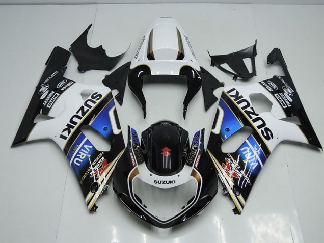 2001-2003 Black White Blue Viru Suzuki GSXR750 Motorcycle Fairings Canada 2001-2003 Black White Blue Viru Suzuki GSXR750 Motorcycle Fairings Canada
