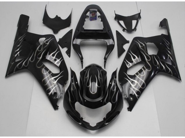 2001-2003 Black White Flame Suzuki GSXR 600/750 Motorcycle Fairings Canada 2001-2003 Black White Flame Suzuki GSXR 600/750 Motorcycle Fairings Canada