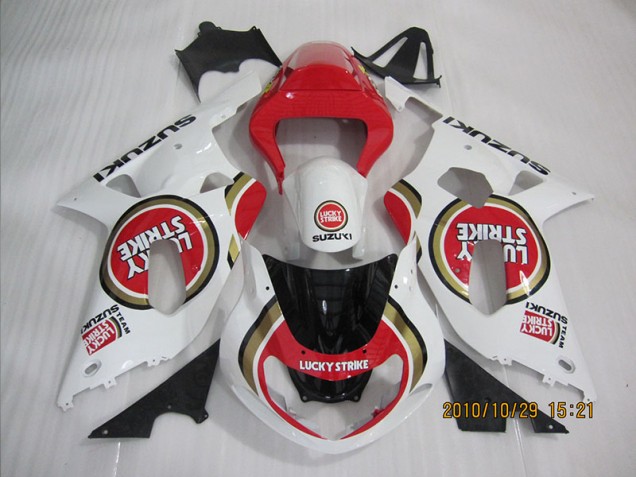 2001-2003 Red White Lucky Strike Suzuki GSXR600 Motorcycle Fairings Canada 2001-2003 Red White Lucky Strike Suzuki GSXR600 Motorcycle Fairings Canada
