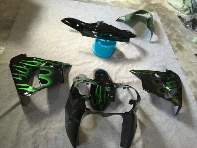 2002-2003 Glossy Black Green Flame Kawasaki Ninja ZX9R Motorcycle Fairings Canada 2002-2003 Glossy Black Green Flame Kawasaki Ninja ZX9R Motorcycle Fairings Canada