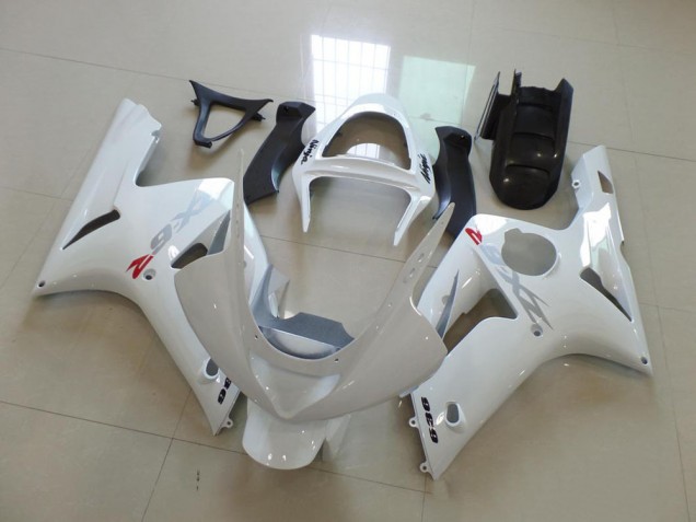 2003-2004 White with Silver Decals Kawasaki Ninja ZX6R Motorcycle Fairings Canada 2003-2004 White with Silver Decals Kawasaki Ninja ZX6R Motorcycle Fairings Canada