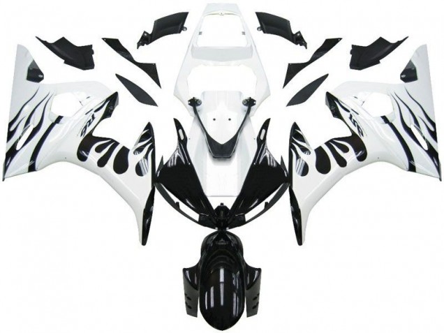 2003-2005 White Flame Black Yamaha YZF R6 Motorcycle Fairings Canada 2003-2005 White Flame Black Yamaha YZF R6 Motorcycle Fairings Canada