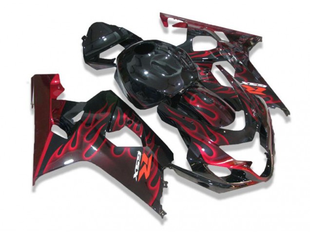 2004-2005 Black Red Flames Suzuki GSXR 600/750 Motorcycle Fairings Canada 2004-2005 Black Red Flames Suzuki GSXR 600/750 Motorcycle Fairings Canada