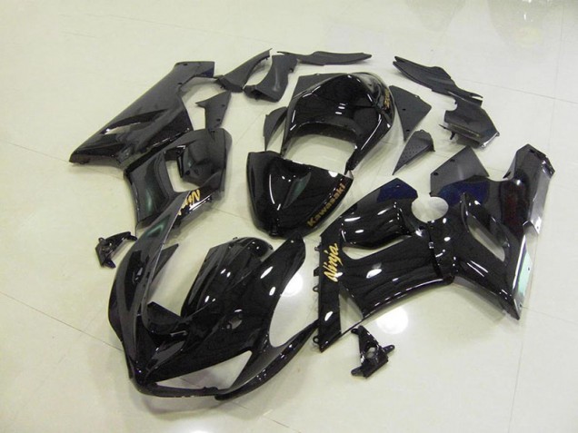 2005-2006 Glossy Black Gold Decals Kawasaki Ninja ZX6R Motorcycle Fairings Canada 2005-2006 Glossy Black Gold Decals Kawasaki Ninja ZX6R Motorcycle Fairings Canada