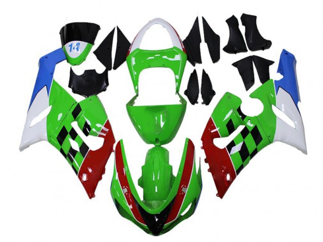 2005-2006 Green Red White Blue Kawasaki Ninja ZX6R Motorcycle Fairings Canada 2005-2006 Green Red White Blue Kawasaki Ninja ZX6R Motorcycle Fairings Canada