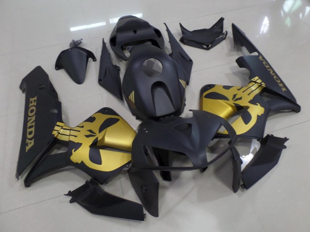 2005-2006 Matte Black with Gold Skull Honda CBR600RR Motorcycle Fairings Canada 2005-2006 Matte Black with Gold Skull Honda CBR600RR Motorcycle Fairings Canada