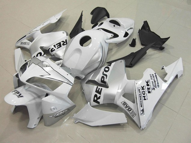 2005-2006 Repsol White Silver Honda CBR600RR Motorcycle Fairings Canada