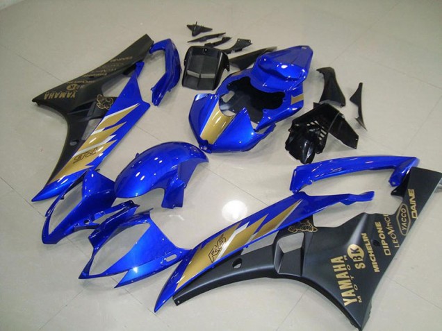 2006-2007 Black Blue with Gold Sticker Yamaha YZF R6 Motorcycle Fairings Canada 2006-2007 Black Blue with Gold Sticker Yamaha YZF R6 Motorcycle Fairings Canada