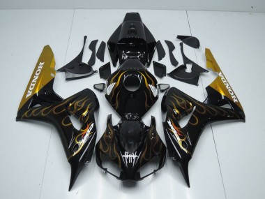 2006-2007 Black Gold Flame Honda CBR1000RR Motorcycle Fairings Canada