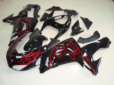 2006-2007 Black Red Flame Kawasaki Ninja ZX10R Motorcycle Fairings Canada