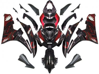 2006-2007 Black Red Flame Yamaha YZF R6 Motorcycle Fairings Canada