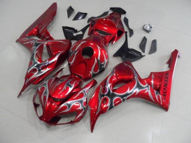 2006-2007 Red with Black Grey Flame Honda CBR1000RR Motorcycle Fairings Canada
