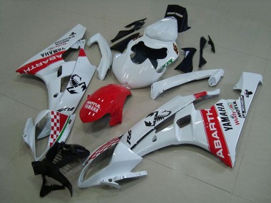 2006-2007 White Red Abarth Yamaha YZF R6 Motorcycle Fairings Canada