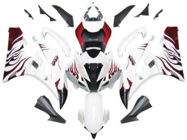2006-2007 White Red Flame Yamaha YZF R6 Motorcycle Fairings Canada