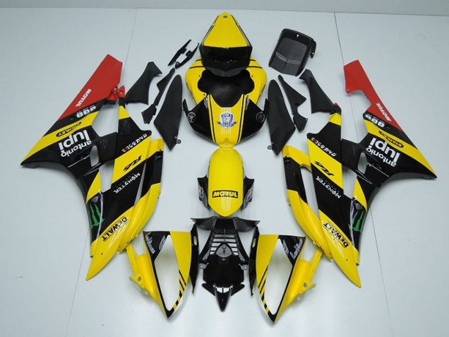 2006-2007 Yellow Black Monster Yamaha YZF R6 Motorcycle Fairings Canada