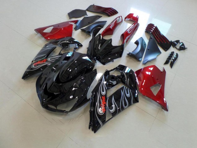 2006-2011 Black Nd Red Silver Flame Kawasaki Ninja ZX14R Motorcycle Fairings Canada 2006-2011 Black Nd Red Silver Flame Kawasaki Ninja ZX14R Motorcycle Fairings Canada