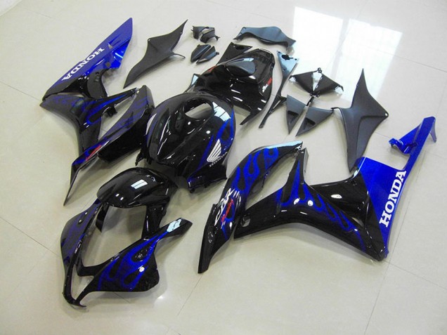 2007-2008 Black Blue Flame Honda CBR600RR Motorcycle Fairings Canada 2007-2008 Black Blue Flame Honda CBR600RR Motorcycle Fairings Canada
