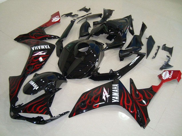 2007-2008 Glossy Black Flame Yamaha YZF R1 Motorcycle Fairings Canada 2007-2008 Glossy Black Flame Yamaha YZF R1 Motorcycle Fairings Canada