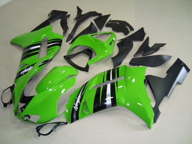 2007-2008 Green and Silver Stripe Kawasaki Ninja ZX6R Motorcycle Fairings Canada 2007-2008 Green and Silver Stripe Kawasaki Ninja ZX6R Motorcycle Fairings Canada