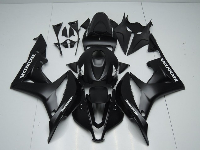2007-2008 Matte Black with White Sticker Honda CBR600RR Motorcycle Fairings Canada