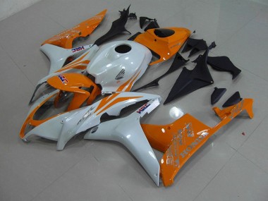 2007-2008 Pearl White Orange Honda CBR600RR Motorcycle Fairings Canada