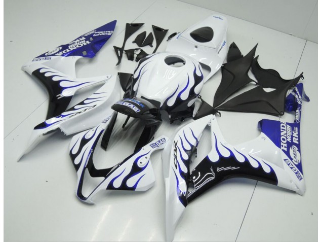 2007-2008 White Blue Flame Honda CBR600RR Motorcycle Fairings Canada