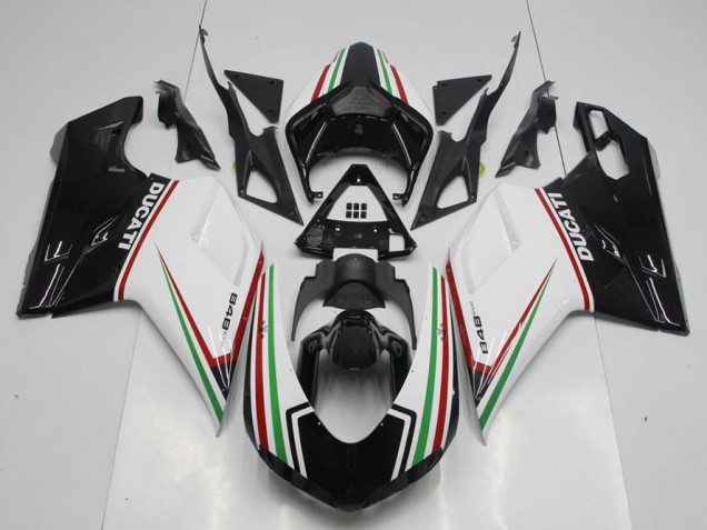2007-2012 Black Green and White Ducati 848 1098 1198 Motorcycle Fairings Canada 2007-2012 Black Green and White Ducati 848 1098 1198 Motorcycle Fairings Canada