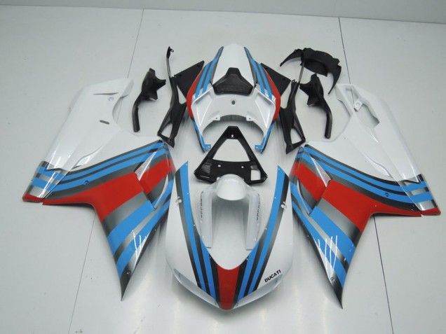 2007-2012 Blue White Red Ducati 848 1098 1198 Motorcycle Fairings Canada 2007-2012 Blue White Red Ducati 848 1098 1198 Motorcycle Fairings Canada