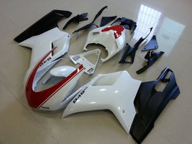 2007-2012 Matte Black White with Red Stripe Ducati 848 1098 1198 Motorcycle Fairings Canada