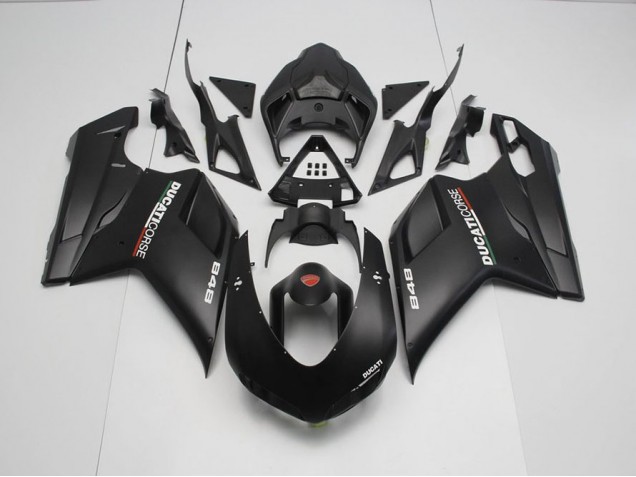 2007-2012 Matte Black with White Decals Ducati 848 1098 1198 Motorcycle Fairings Canada 2007-2012 Matte Black with White Decals Ducati 848 1098 1198 Motorcycle Fairings Canada