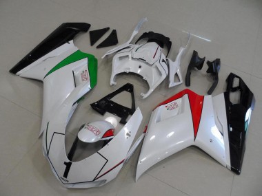 2007-2012 Peral White with Italy Flag Ducati 848 1098 1198 Motorcycle Fairings Canada