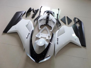 2007-2012 White and Black Stripe Ducati 848 1098 1198 Motorcycle Fairings Canada
