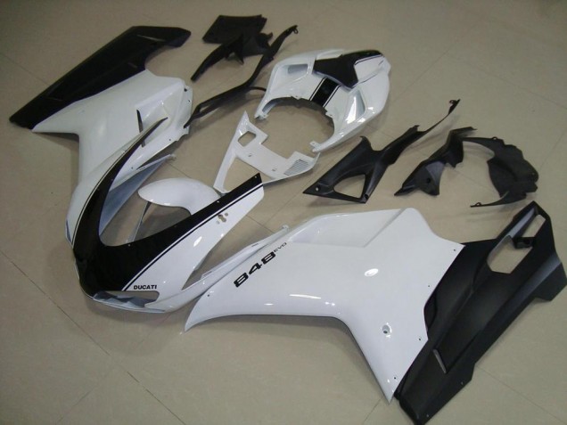 2007-2012 White Matte Black Ducati 848 1098 1198 Motorcycle Fairings Canada 2007-2012 White Matte Black Ducati 848 1098 1198 Motorcycle Fairings Canada