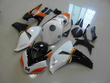2008-2011 White and Black and Orange Race Honda CBR1000RR Motorcycle Fairings Canada